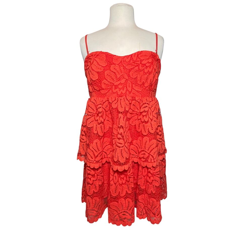 NWT ANTHROPOLOGIE MAEVE Women’s Boho Lace Tiered Mini Dress Large - Picture 4 of 8